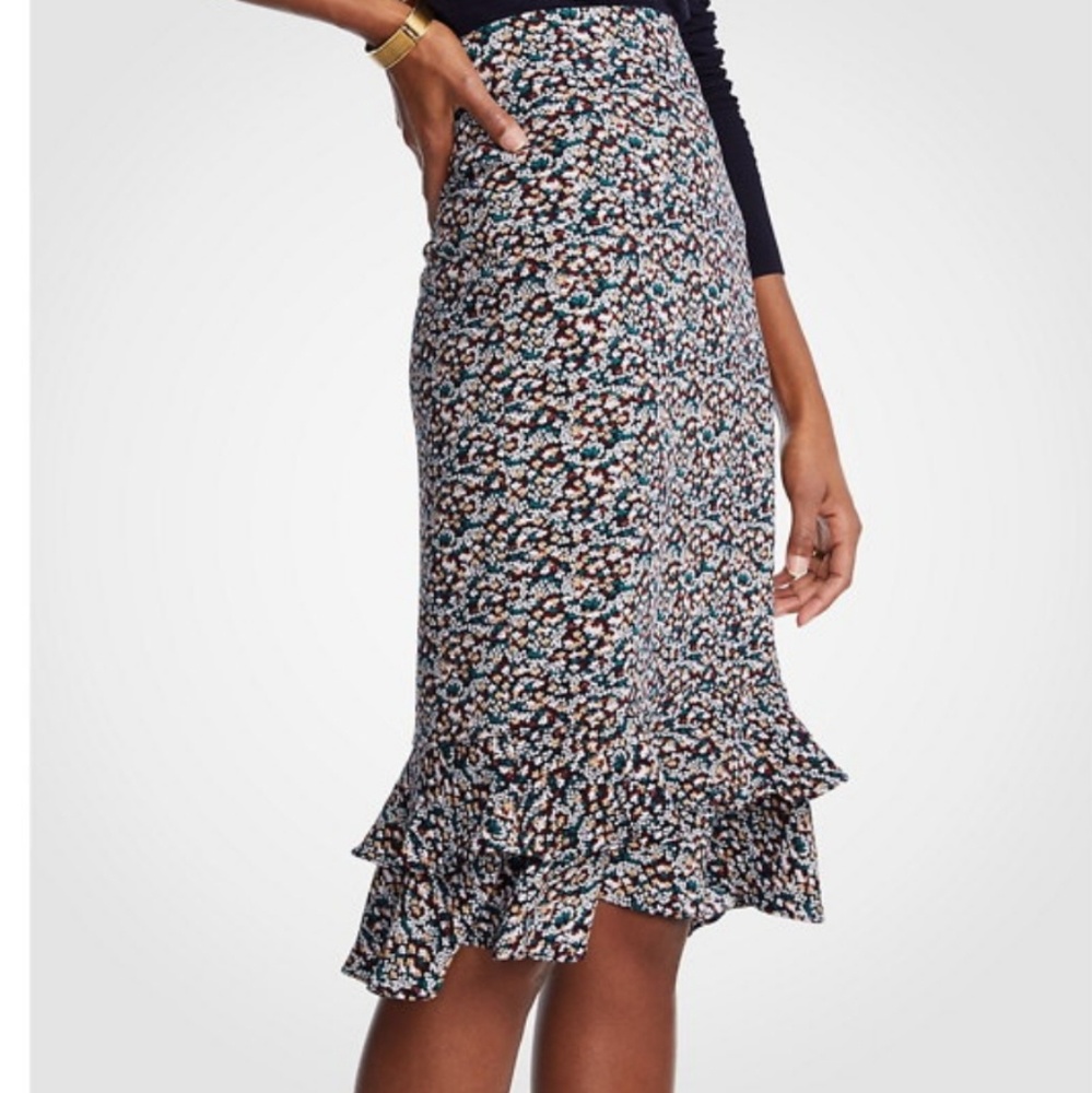 Floral Ruffle Pencil Skirt